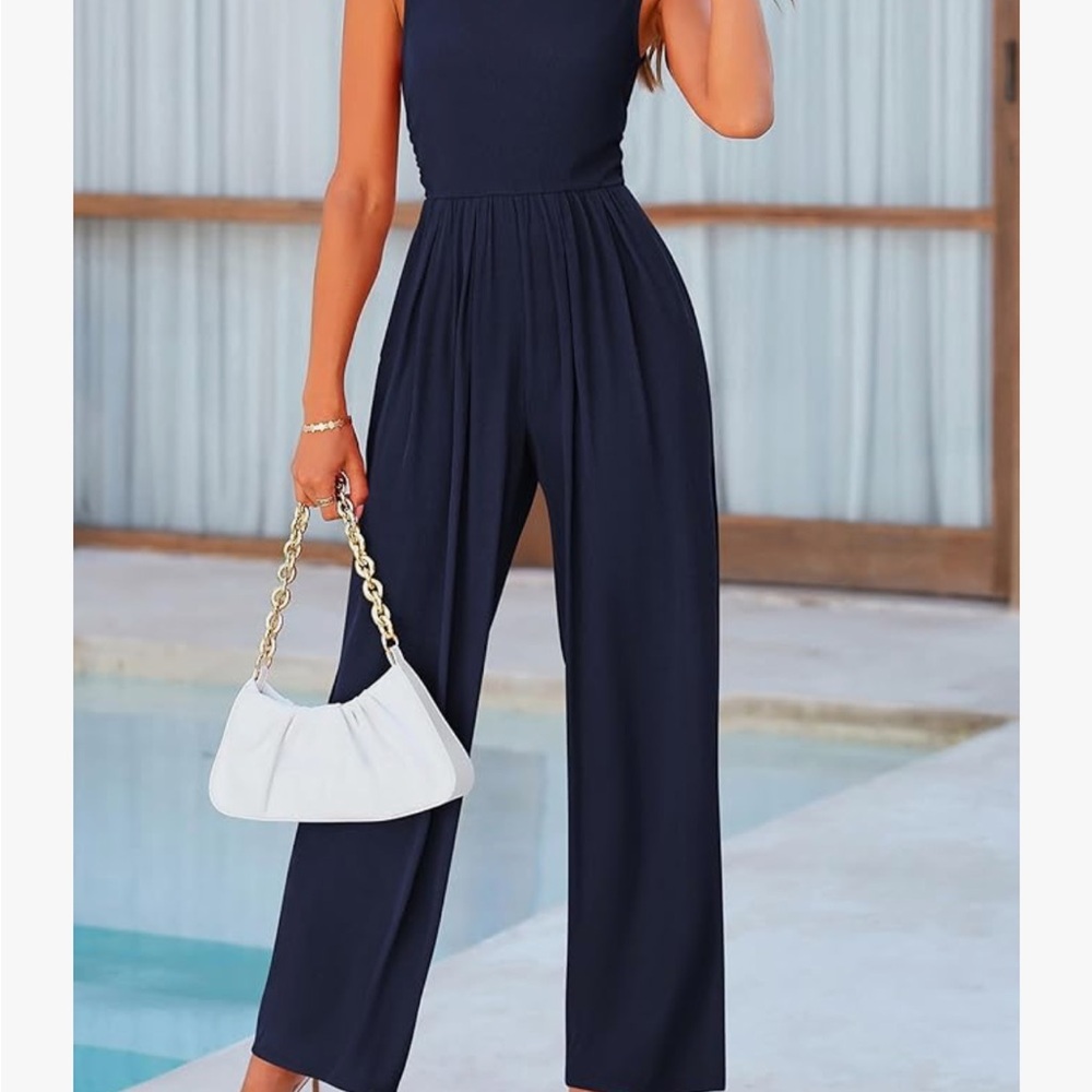 Sleeveless Navy Maxi Jumpsuit